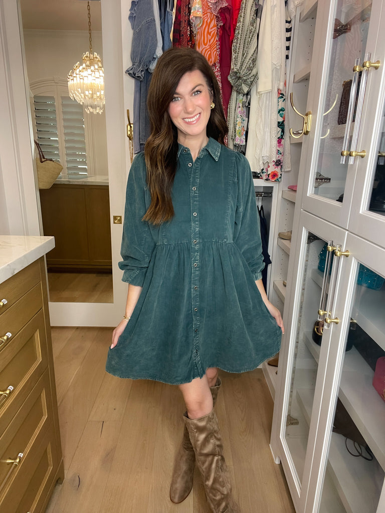 Small Town Charm Corduroy Dress