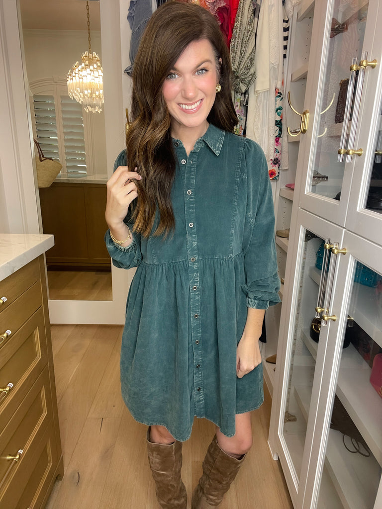 Small Town Charm Corduroy Dress