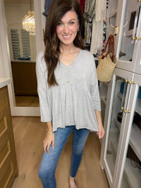 *BELLES & DOORBUSTER* Caprock Peplum Top in Heather Gray *Final Sale*