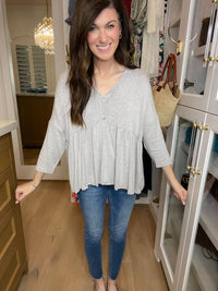 *BELLES & DOORBUSTER* Caprock Peplum Top in Heather Gray *Final Sale*