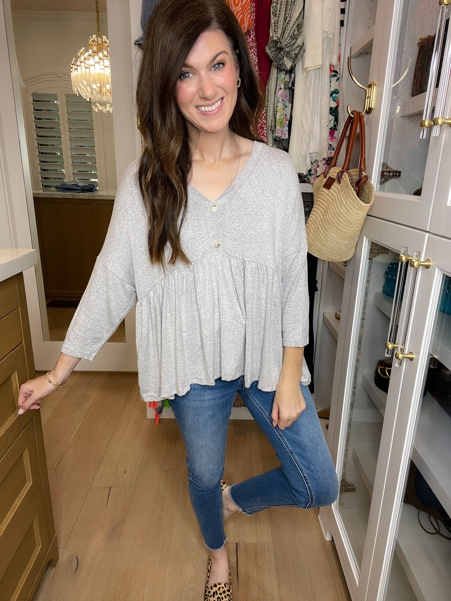 *BELLES & DOORBUSTER* Caprock Peplum Top in Heather Gray *Final Sale*