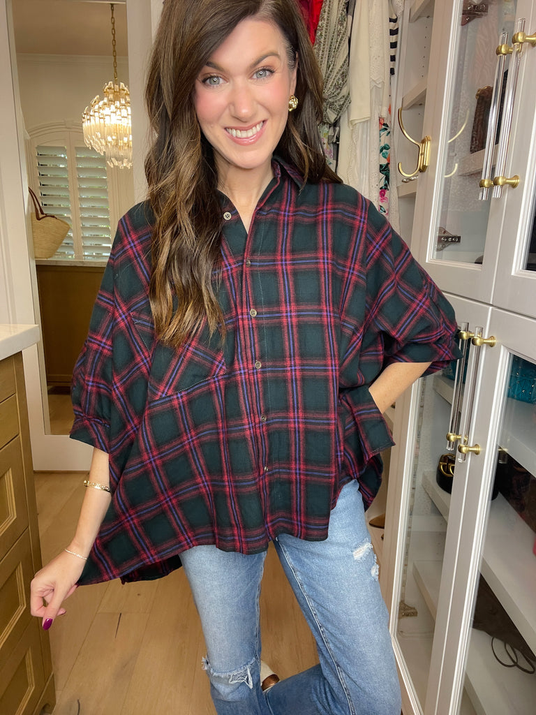 Harvest Cheer Plaid Button Down in Green