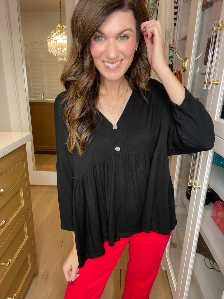 *BELLES & DOORBUSTER* Caprock Peplum Top in Black *FINAL SALE*