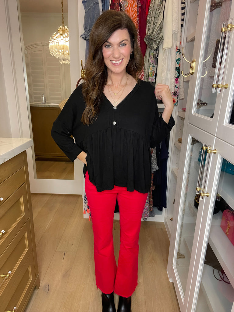 *BELLES & DOORBUSTER* Caprock Peplum Top in Black *FINAL SALE*