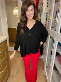 *BELLES & DOORBUSTER* Caprock Peplum Top in Black *Final Sale*