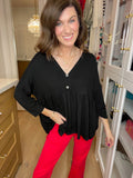 *BELLES & DOORBUSTER* Caprock Peplum Top in Black *FINAL SALE*