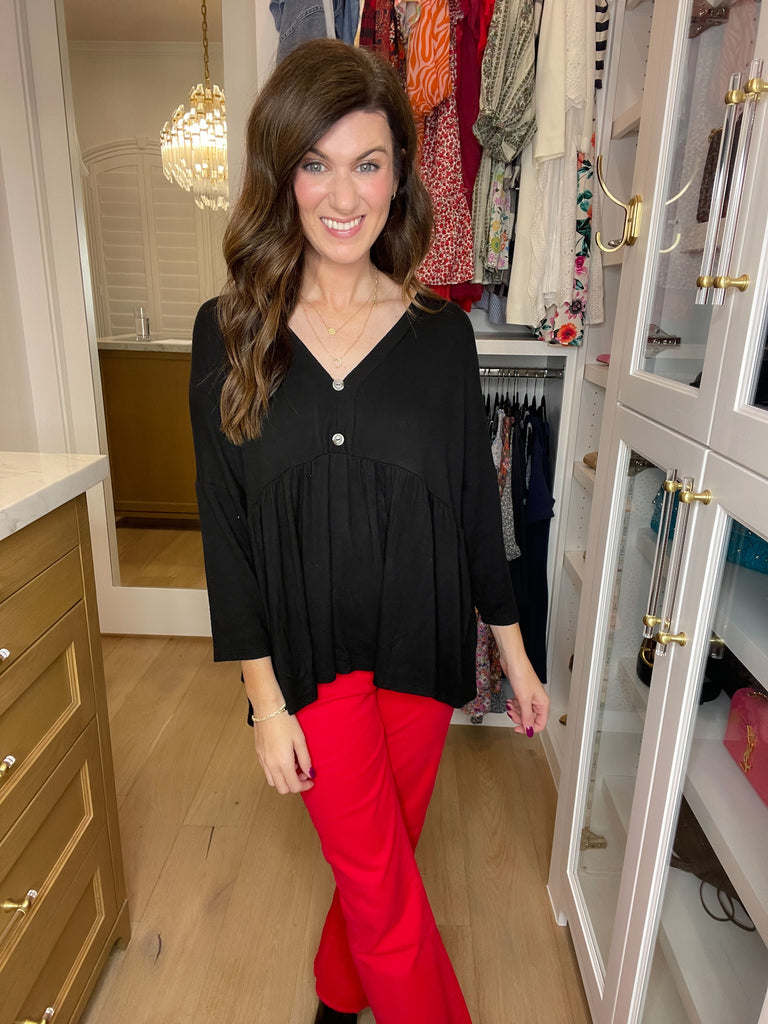 *BELLES & DOORBUSTER* Caprock Peplum Top in Black *FINAL SALE*