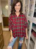 Harvest Cheer Plaid Button Down in Red