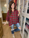 Harvest Cheer Plaid Button Down in Red