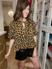 Wild as You Leopard Puff Sleeve Top in Camel