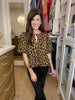 Wild as You Leopard Puff Sleeve Top in Camel