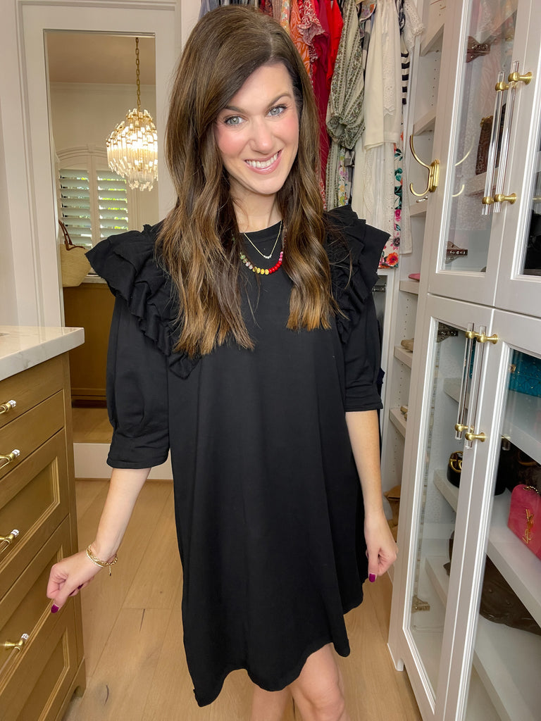 Daily Practice Terry Sweatshirt Dress in Black