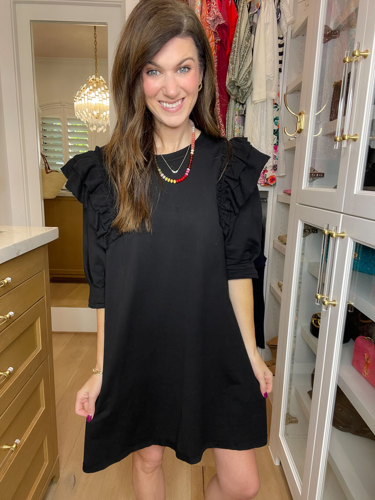 Daily Practice Terry Sweatshirt Dress in Black