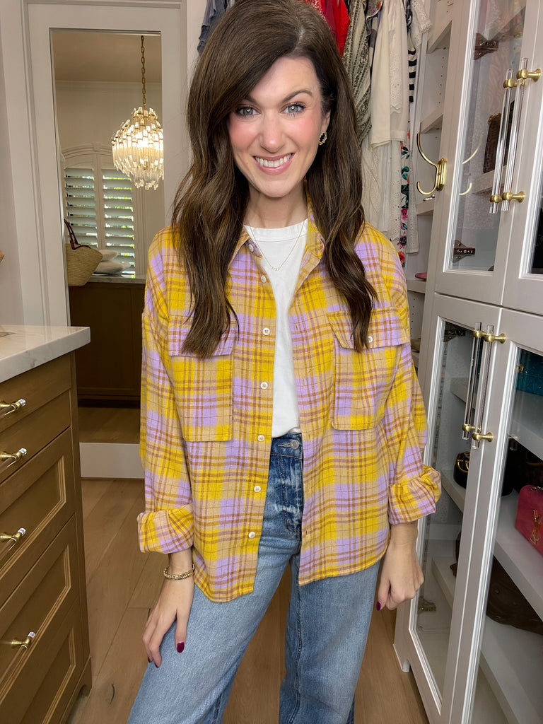 Let's Geaux Plaid Button Down