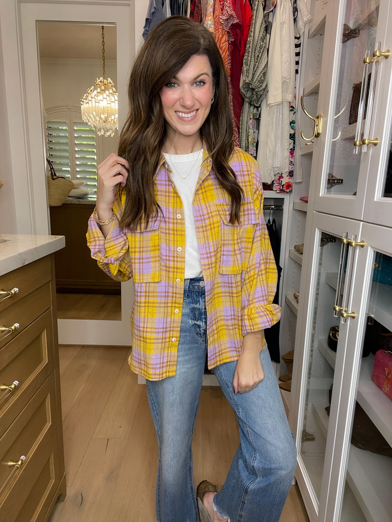Let's Geaux Plaid Button Down