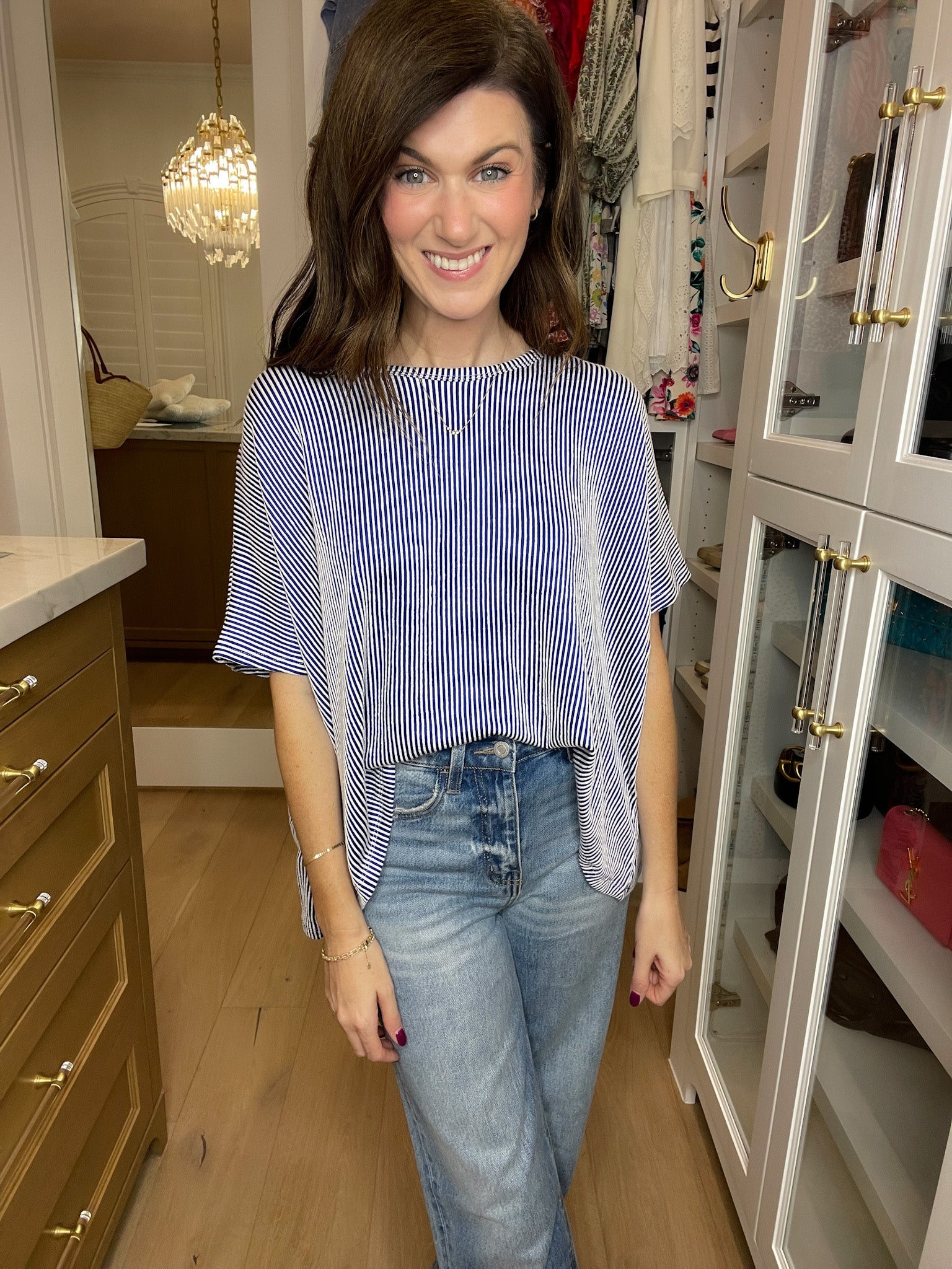 *BELLES & DOORBUSTER* Roosevelt Striped Tees in Black and Blue *Final Sale*