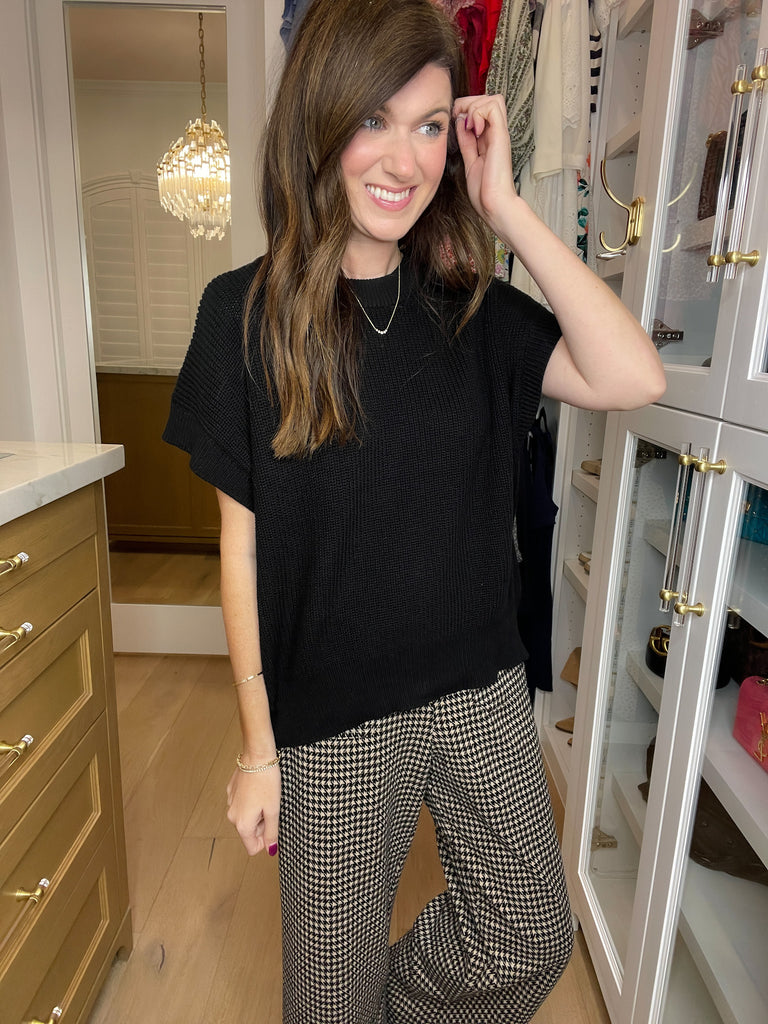Cozy in the South Short Sleeve Sweater in Black