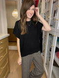 Cozy in the South Short Sleeve Sweater in Black