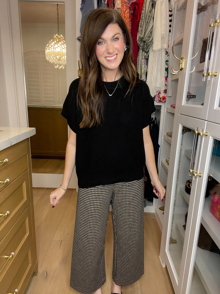 Cozy in the South Short Sleeve Sweater in Black