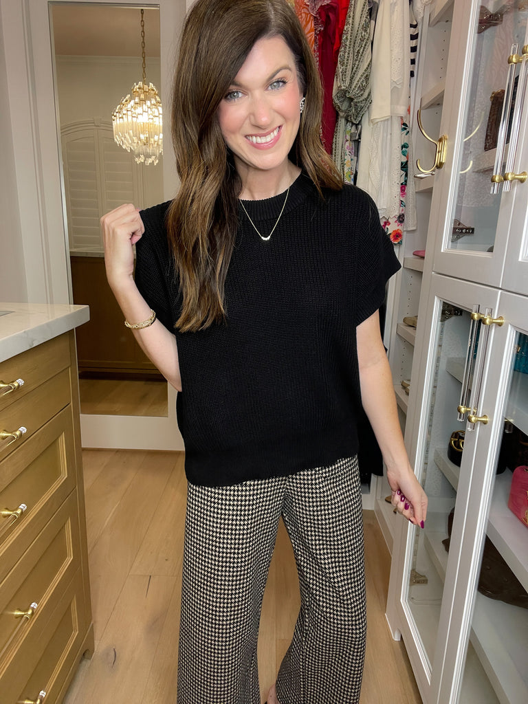 Cozy in the South Short Sleeve Sweater in Black