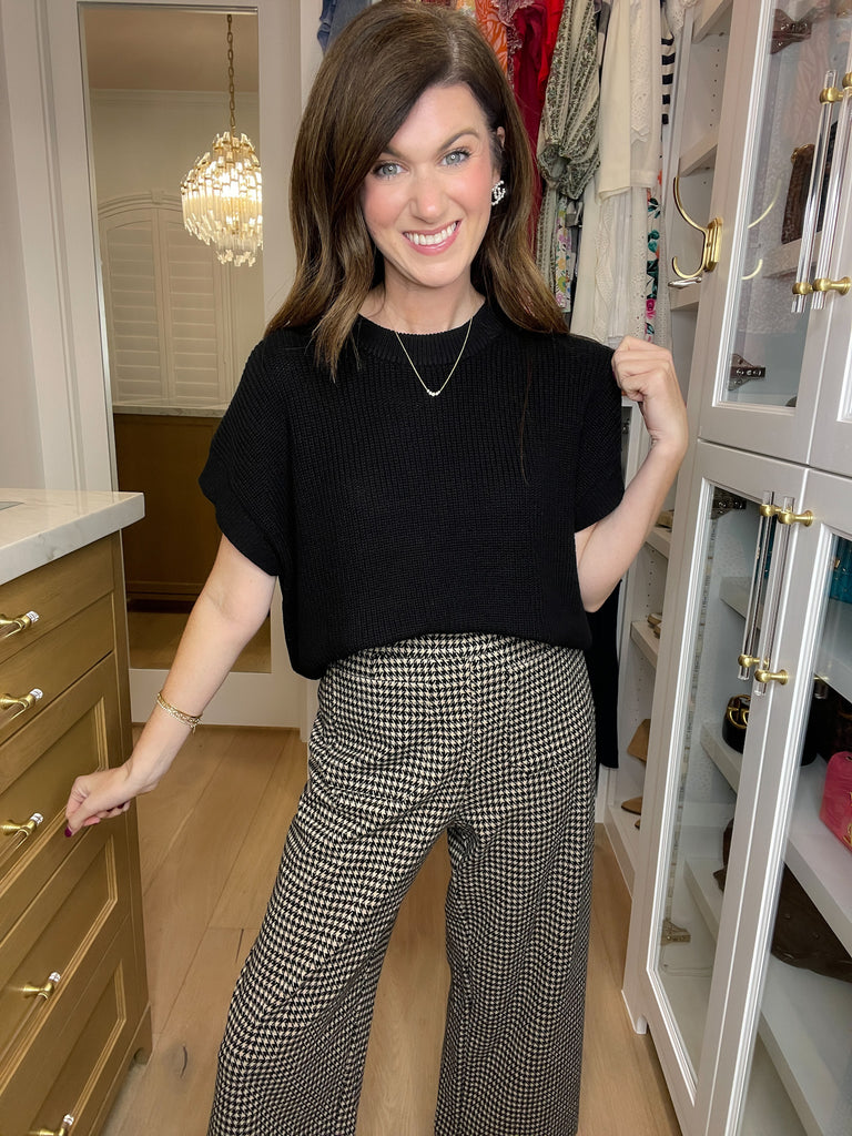 Cozy in the South Short Sleeve Sweater in Black