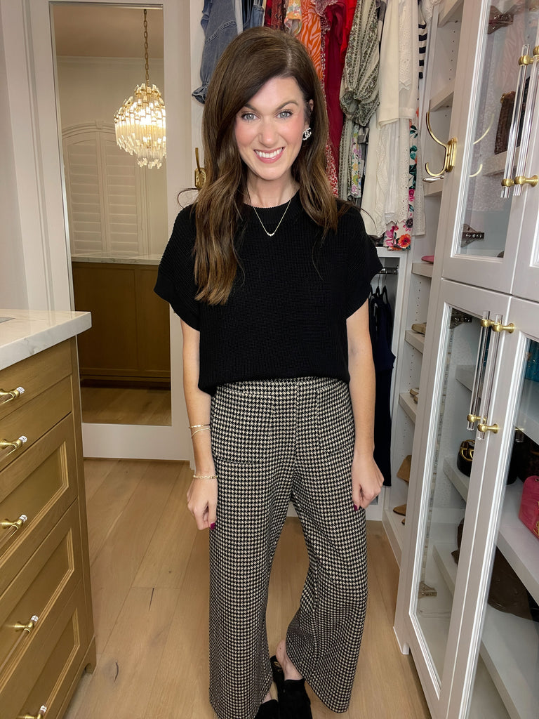 Cozy in the South Short Sleeve Sweater in Black