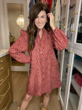 Fall Sunset Corduroy Dress in Cranberry
