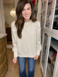 Fast Paced Puff Sleeve Pullover in Taupe