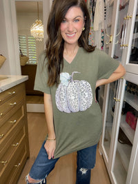 Watercolor Leopard Pumpkin Tee