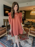 Daily Practice Terry Sweatshirt Dress in Rust