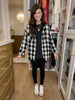Risen Cabin Cutie Hooded Plaid Shacket in Black/White