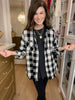 Risen Cabin Cutie Hooded Plaid Shacket in Black/White
