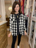 Risen Cabin Cutie Hooded Plaid Shacket in Black/White