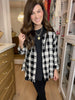 Risen Cabin Cutie Hooded Plaid Shacket in Black/White