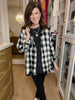 Risen Cabin Cutie Hooded Plaid Shacket in Black/White