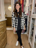 Risen Cabin Cutie Hooded Plaid Shacket in Black/White