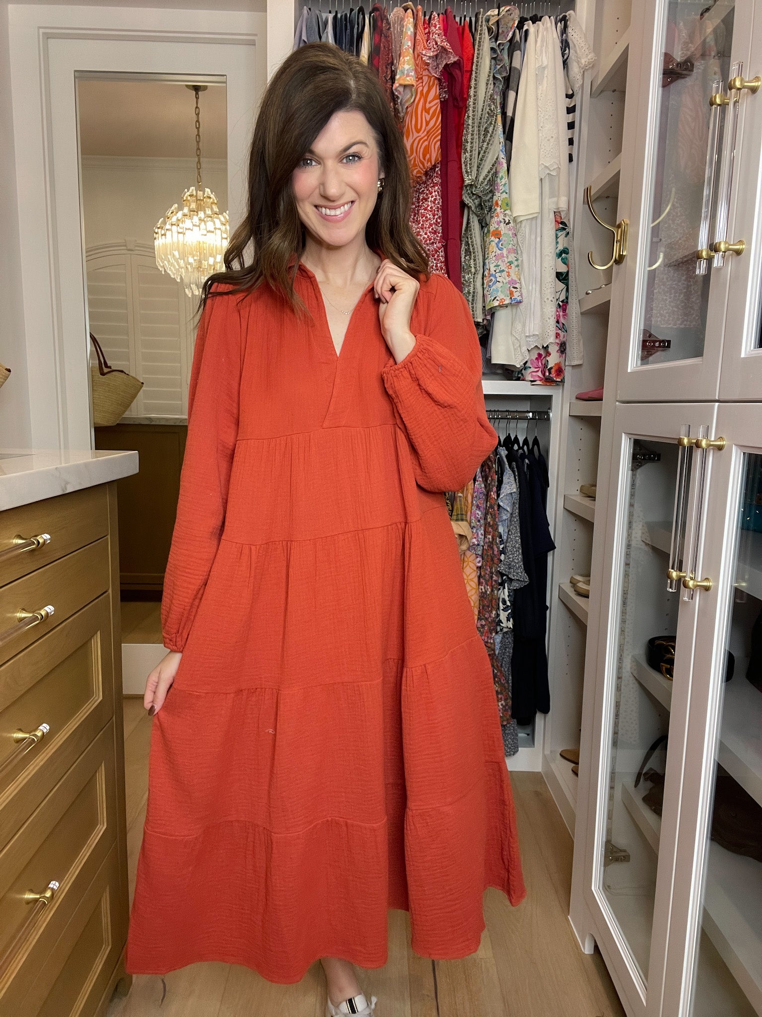 Simple Sophistication Midi Dress in Brick