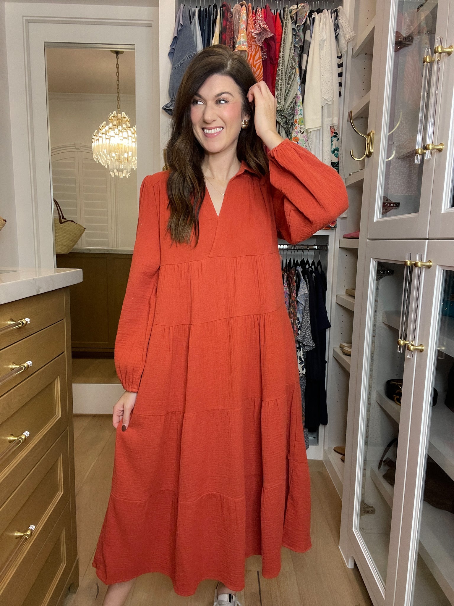 Simple Sophistication Midi Dress in Brick