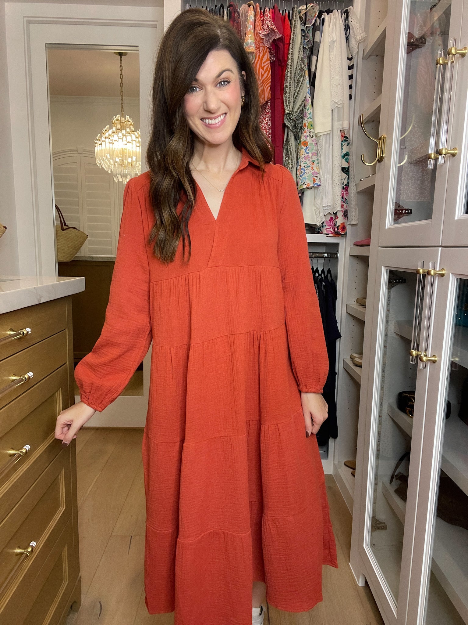 Simple Sophistication Midi Dress in Brick