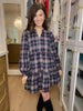 Warm Welcome Plaid Dress in Navy