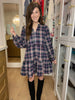 Warm Welcome Plaid Dress in Navy
