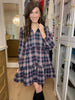 Warm Welcome Plaid Dress in Navy