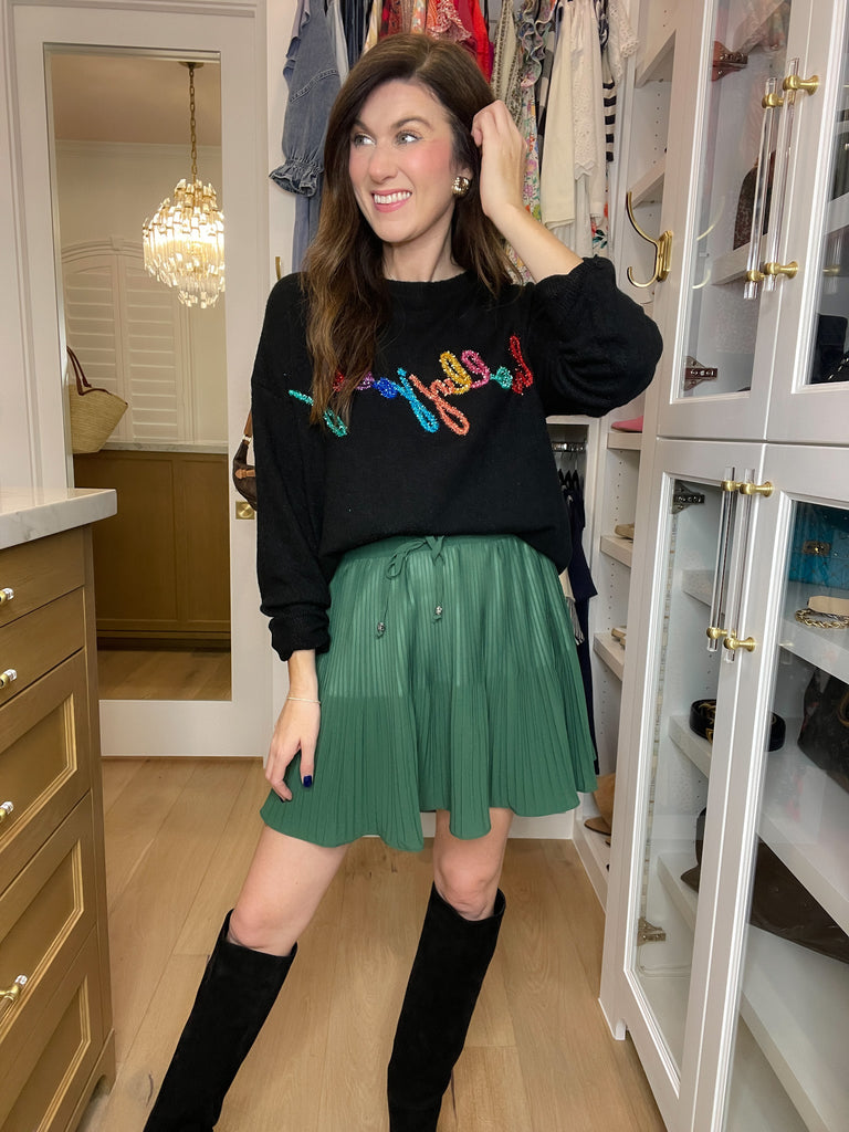 Holly Jolly Tinsel Sweater in Black