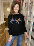 Holly Jolly Tinsel Sweater in Black