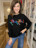 Holly Jolly Tinsel Sweater in Black