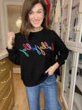 Holly Jolly Tinsel Sweater in Black