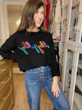 Holly Jolly Tinsel Sweater in Black