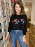 Holly Jolly Tinsel Sweater in Black