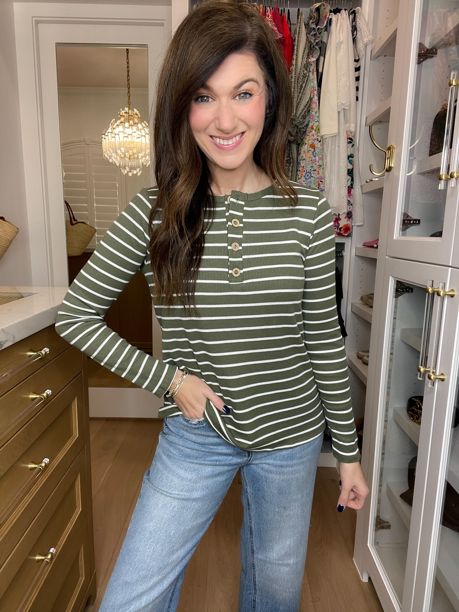 *BELLES & DOORBUSTER* Cedar Ridge Waffle Top in Olive *Final Sale*