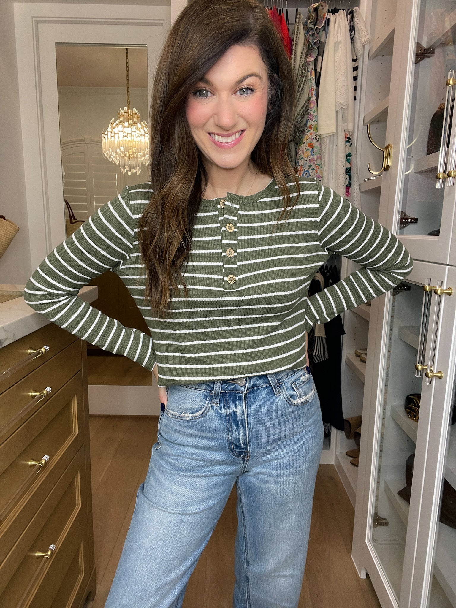 *BELLES & DOORBUSTER* Cedar Ridge Waffle Top in Olive *Final Sale*